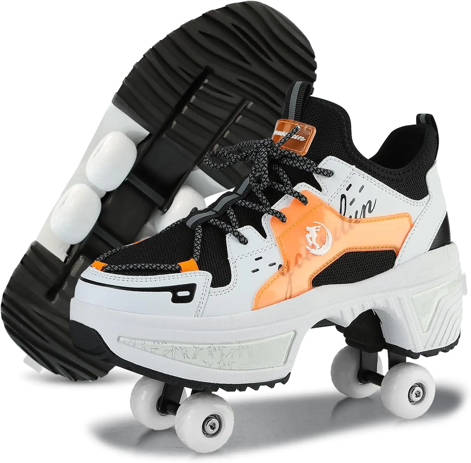 Yousulun 2-in-1 Deformation Roller Skate Shoes for Men & Women, Multi-functional Sneakers with 4 Retractable Wheels for Skating, Rollerskates, With Wheels, Multifunctional Roller Skates