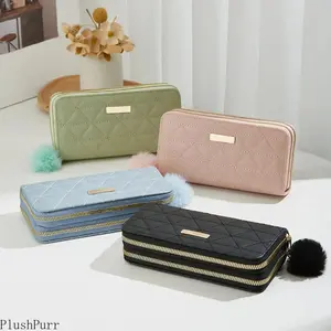 Women's 1-Pack Long Slim Wallet - Geometric Embroidered Sequin Clutch, Lightweight Zip-Closure Purse with Multiple Card Slots for Evening Party, Daily Use, Wallets