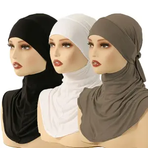 [3PC Muslim Hijab Set] 3PC Muslim Women's Hijab Set - Elegant Barabak Style Soft Breathable Lightweight Modest Headscarves with Adjustable Back Tie, Black/Brown/Beige for Daily Wear, Travel & Casual Outfits - Versatile & Comfortable Islamic Head Coverin-G
