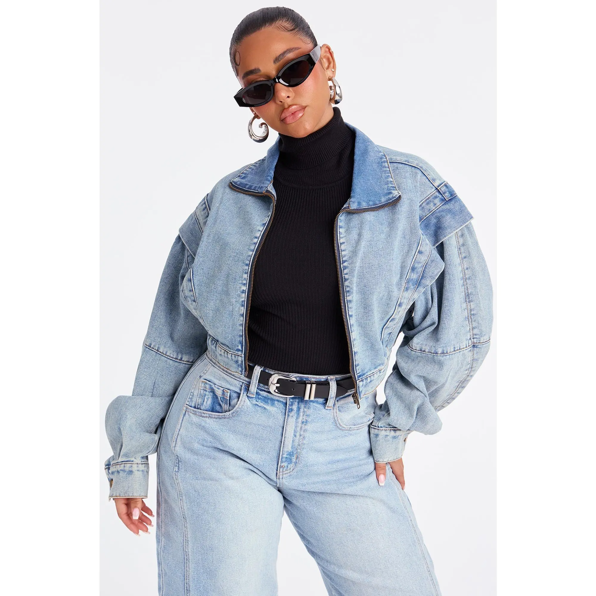 Isabelle Denim Bomber Jacket - Vintage Wash