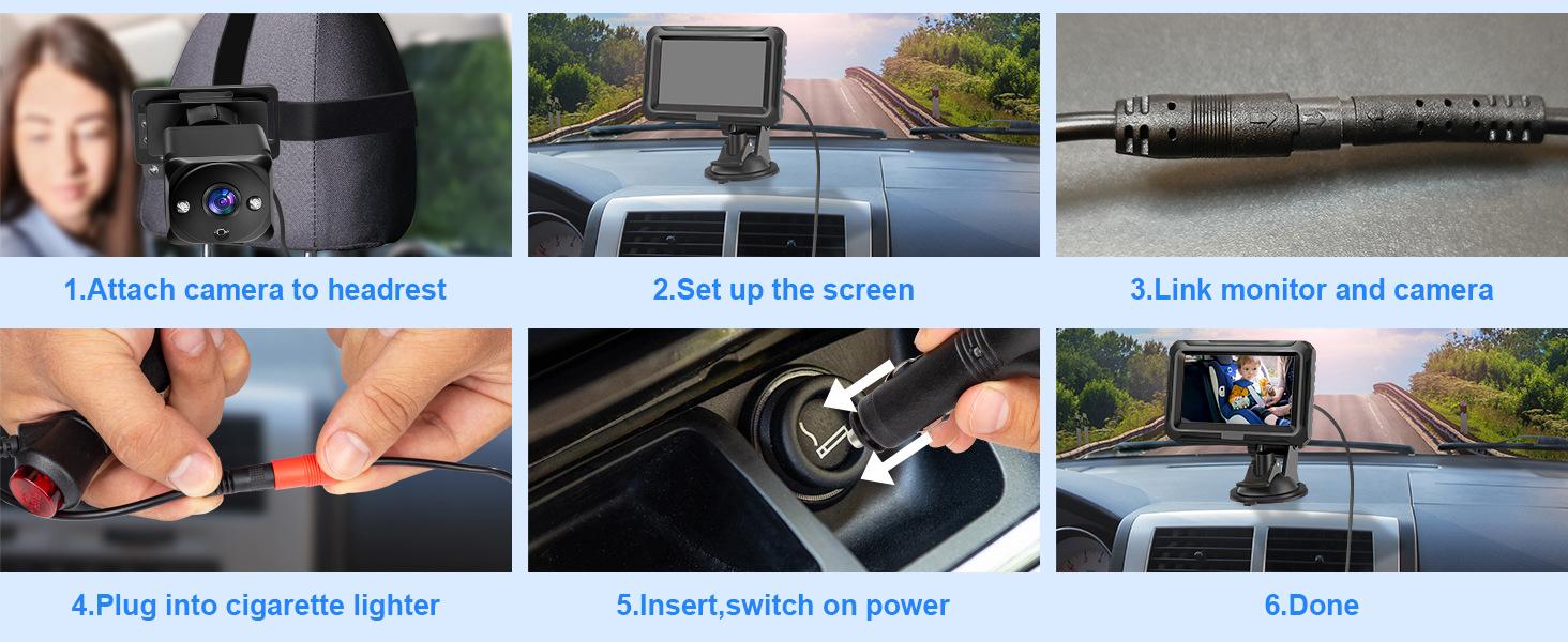 Baby Car Monitor with Night Vision HD 1080P Rear or Front Facing Secure Backseat Camera 4.3 Display Easy Install for Newborns Toddlers Infant Car Cameracar Monitor Safety