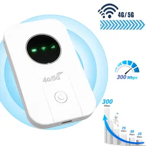 Portable WiFi Hotspot Device, 4G/5G LTE 300Mbps High Speed,Connect 10 Devices Simultaneously，Mobile Hotspot Internet for Campers, Motorhomes and Travels