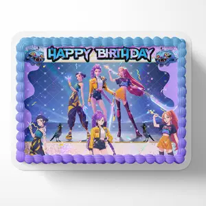 K-pop Demon Team Hunters Girls Edible Cake Image Topper Personalized Birthday Cake Banner 1/4 Sheet  Decor Ornaments