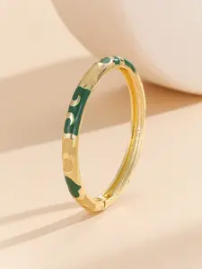 Chinese Style Beijing Cloisonné Craft Bangle Bracelet, Floral Pattern Zinc Alloy Jewelry for Women, Casual All Seasons Accessory