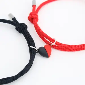 Charming Heart Mom & Daughter Bracelet Set - Adjustable Magnetic Closure, 60-85mm Size, 2.5mm Rope, 4.2g Weight, Cute Heart Design for Love & Affection, Ideal Gift for Special Occasions