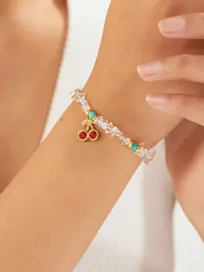 Stainless steel delicate crystal chip cherry charm bracelet for women Exquisite Trendy Bracelet