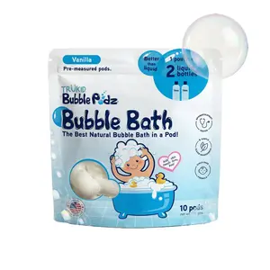 TRUKID Bubble Podz Vanilla Scented Bubble Bath - 100% Natural Organic Coconut SLSA - pH Balanced & Plant-Based - 10 Pods - Eco-Friendly Compostable Pouch - Gentle for Kids' Skin Body Care Coconut Cosmetic Organic