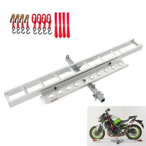 Aluminum Motorcycle hitch mount carrier, dirt bike rack with loading ramp, 400lb capacity with anti-rattle stabilizer, fits 2" receiver,lightweight & rust-resistant