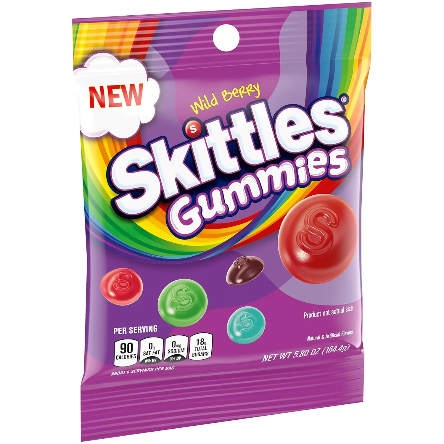 Pack of 4 SKITTLES Wild Berry Gummy Candy, Gummy Snacks, Individually Wrapped Candy Bags Bulk, 5.8 oz Bag
