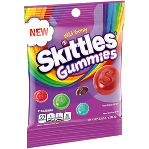 SKITTLES Wild Berry Gummy Candy, Gummy Snacks, Individually Wrapped Candy Bags Bulk, 5.8 oz Bag, Pack of 1