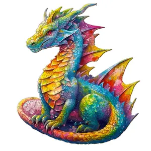 Dragon Wooden Jigsaw Puzzle for Adults and Kids Unique Shape Animal Wood Puzzles Challenging Puzzle, Family Game Creative Gifts，Laser-Cut Durable HDF Wood Puzzle
