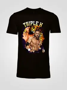 Menswear Triple H WWE Legend Vintage Bootleg Graphic T-Shirt, Wrestling-Themed, Casual Fabric