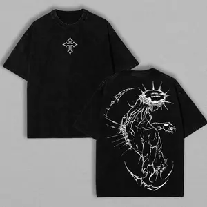Brandless JJBA Jesus Pump Cover – Oversized Gym T-Shirt Featuring Cross Design and Fabric Top Collar, Perfect Menswear Gift for Fitness Enthusiasts and Fans of Christian Apparel