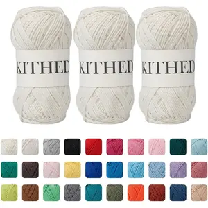 Cotton Yarn，50% Cotton 50% Polyester-10.5oz，526yard，3 Pack ，Soft Yarn for Crocheting and Knitting (01 Milk White)