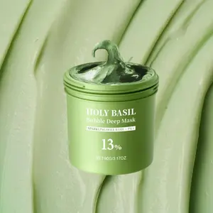Holy Basil Bubble Deep Mask 13% - Sparkling Holy Basil & PHA for Cleansing Pores & Blackheads Gentle Clay Bubble Wash Off Pack(90g / 3.17 oz), for All Skin Types