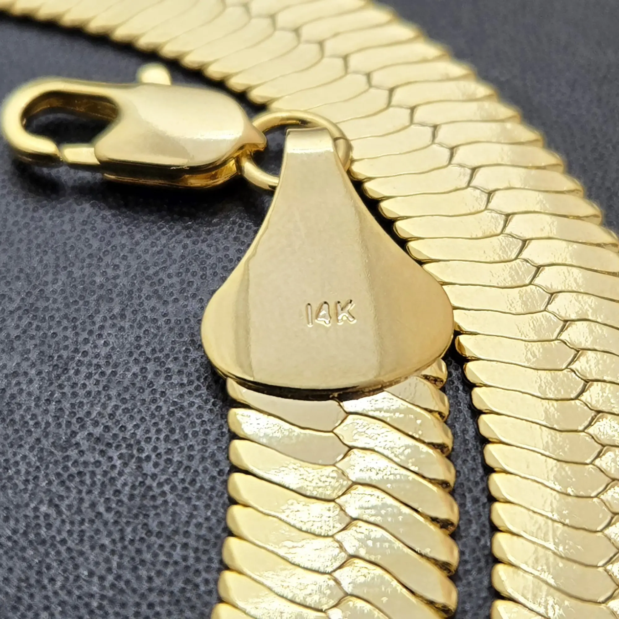 MaxBling81 AAA+ Brass 14K Stamped Hip Hop Gold-Plated 11mm Thick Herringbone Chain Necklace, 20"-24" Bling Unisex Fashion Costume Jewelry