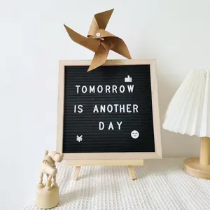 Felt Letter Board Set for Personalized Messages and Notes, with 340 letters and symbols, Stand and Storage Bag, Suitable for Home, Office, Party & Wedding Decor, Announcements, Wooden Home Sign