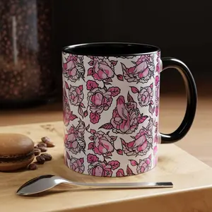 Funny Adult Humor, Floral Penis Cup, Sexy P Black Mug, Accent Coffee Mug 1