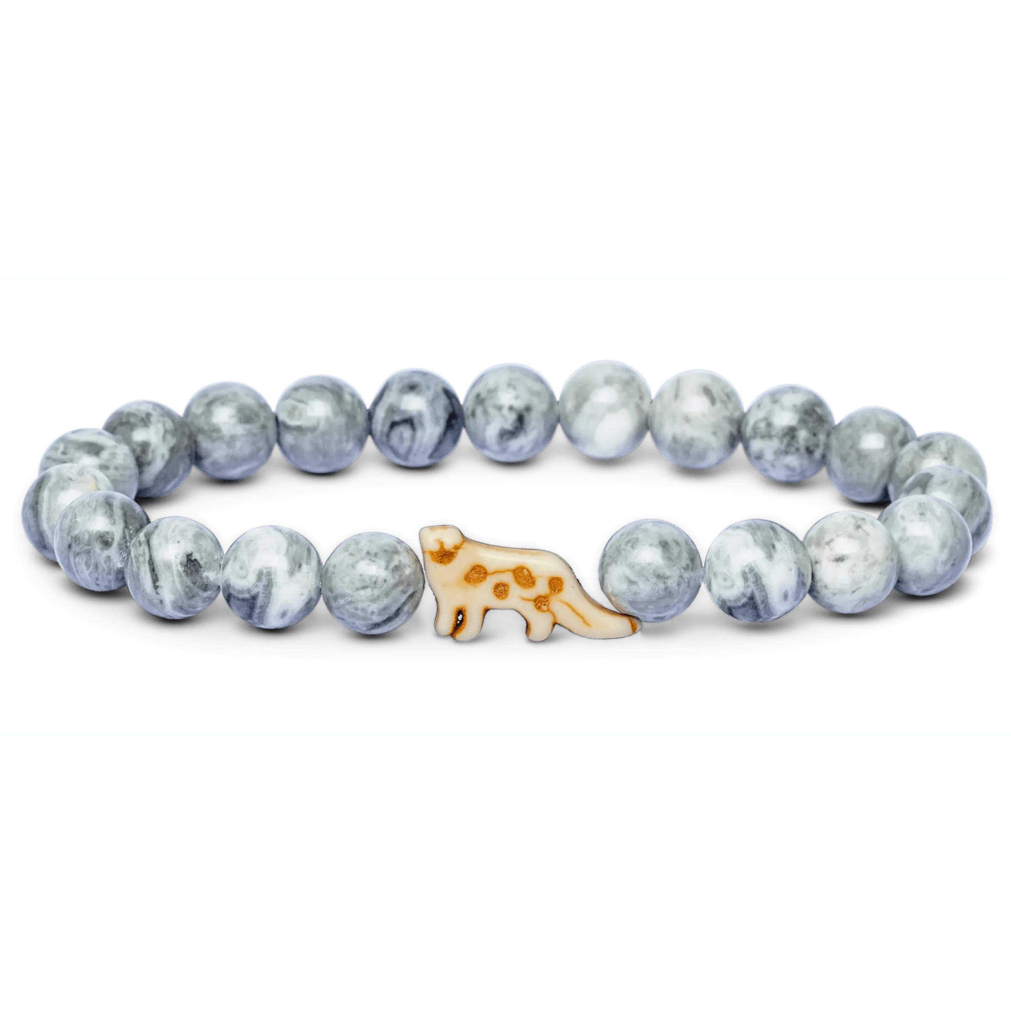 Fahlo Snow Leopard Bracelet - Handmade Natural Crystal Beaded Stretch Band (7–7.5 In), Tracks Real Animal, Supports Wildlife Conservation, Beads Bracelets, Crystal Glass, Gift Idea for Animal Lovers, Note Choking Hazard Small Parts, Unisex, One Size