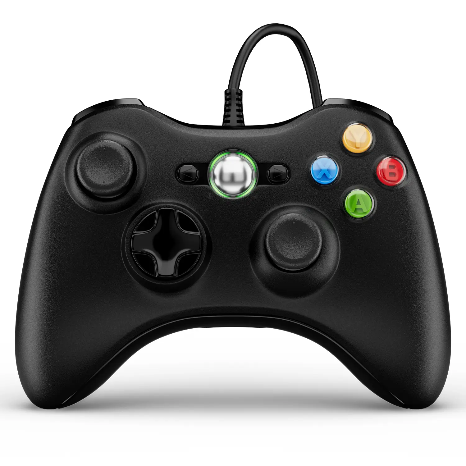 Wired Video Game Controller for Xbox 360 & Windows PC - Gaming Console Accessory with 5.9ft (0-5m) Cable, USB Port, Plug, Enhanced Chip, Upgraded Joystick, Double Vibration, Glass Keys, Non-Cell Interference, DC2.5-4.2V, 35mA, None Feature Interruption