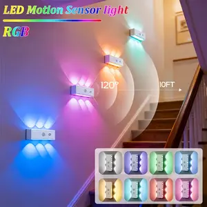 2/4 Piece USB Rechargeable LED Motion Sensor Wall Light, Modern 6 Head Cat Eye Spotlight, Adjustable Ambiance, 3000k-6000k Color Temperature, LED Mood Light, Scene Atmosphere Lights