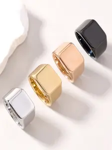 Punk Style Stainless Steel Ring for Men, Unique Square Smooth Finish Titanium Ring, Bold Fashion Statement Jewelry, Stackable Rings, Stacking Rings, Square Shaped Ring, Stackable Finger Rings