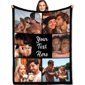 BARLEY ONE Click “Shop Chat”, Send Photos, Custom Photo Blanket with Text, Fast Next Day Shipping, Personalized Single Picture Flannel Throw, Blanket for Husband, Wife, Boyfriend, Girlfriend, Perfect Valentine's Day Gift