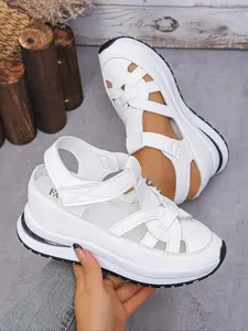 Women'sFashionableVelcroFasteningWedgeSneakers,CasualComfortableSoftSoleSandalsforSummer,LightweightBreathableShoesforDailyWear