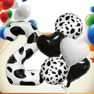 Unique Cow Print Number Heart Foil Balloons, Luxury Series Multi Shape Kit, Wedding Bridal Party Decor, Grand Event & Celebration