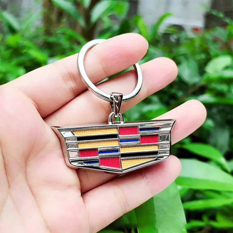 Cadillac Logo Fashionable Alloy Keychain for Ats Bls Ct4 Ct5 Cts Escalade Sls Srx Xt5 Xt6 Xts, Leather Alloy Rings Pendant, Car Key Holder Key Accessories Car Key Chains