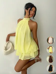 Women's Chiffon Elegant Halter Tie Mini Dress,Women Dating Dress,Women Night Out Dress,Summer Dresses For Women, Honeymoon Outfits Woman .Women Wedding Guest Dress. Island Vacation Outfits,Wedding Guest Dress Women ,Sun Dresses For Women ,Elegant Dresses