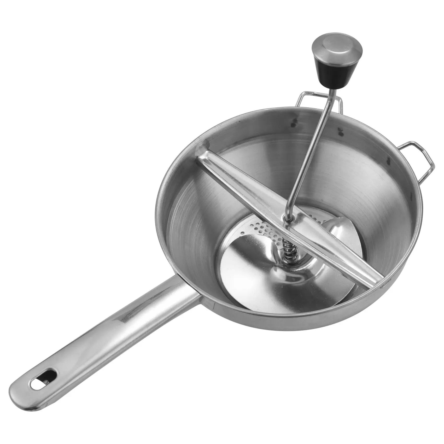 Stainless Steel Rotary Food Mill with Round Bowl and Ergonomic Handles - Multifunction Smooth Grinding Tool for Fruit, Vegetable, Tomato Puree and Home Kitchen Soups