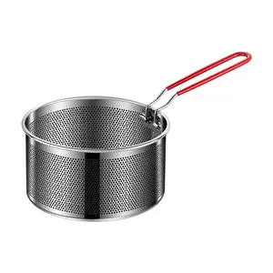 Stainless Steel Frying Basket with Heat Resistant Handle, Rustproof, Portable Design, Ideal for French Fries, Noodles, Dumplings, Veggies, Seafood, Kitchen Strainer Utensils