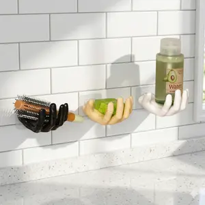 Hand Shaped Soap Holder | Wall Mounted Organizer for Keys, Earphones & Bathroom Accessories | No-Drill, Traceless Storage