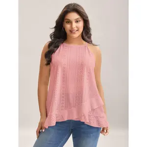 BLOOMCHIC Plus Size Textured Knit Tank Top with Overlapping Hem [M–6X], 2026 Summer Vibes