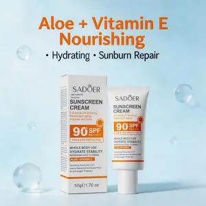 SADOER SPF90+ PA++++ Sunscreen | UVA/UVB Full Block | Aloe + Vitamin E | Waterproof for Whole Body