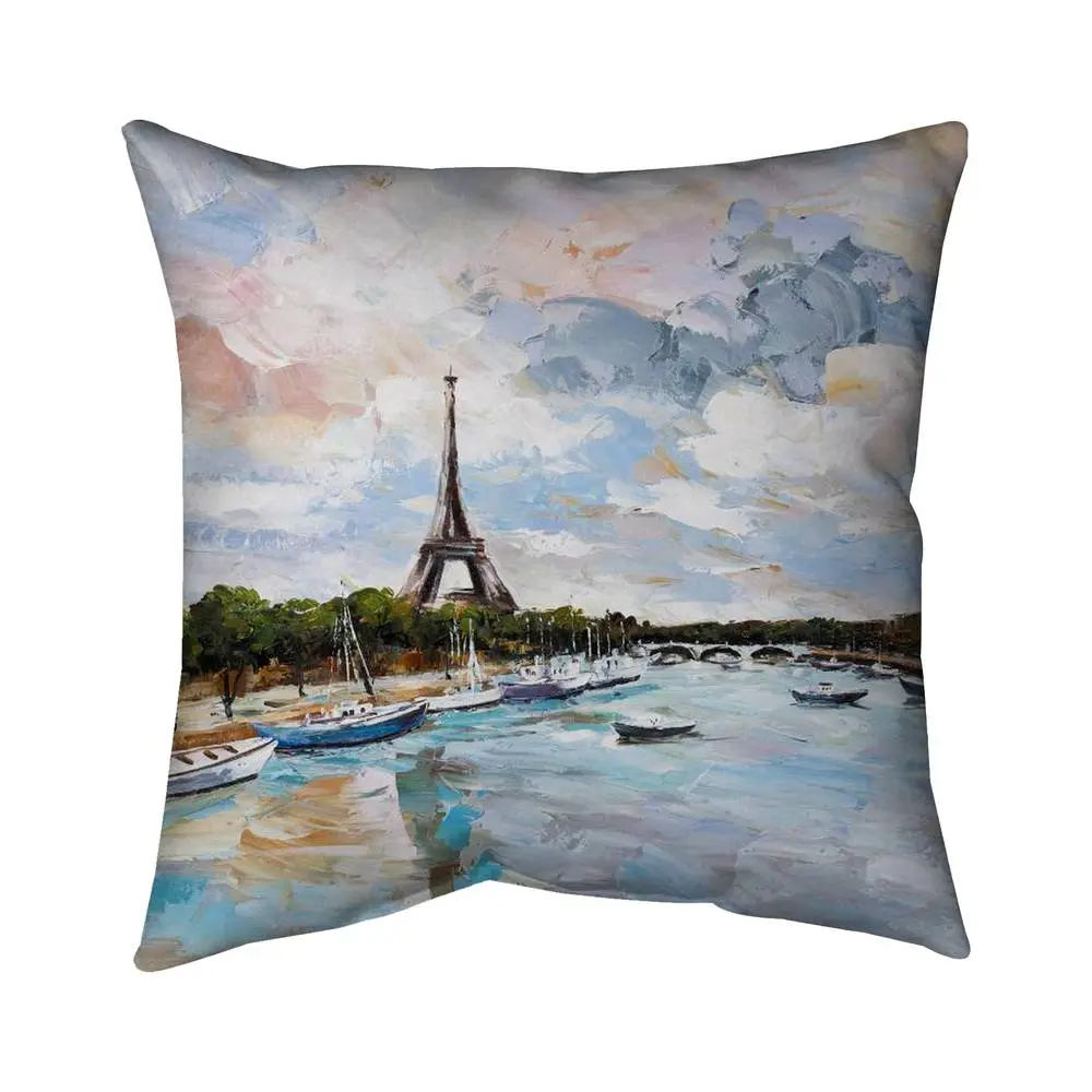 Begin Home Decor 5543-2626-ST30 26 x 26 in. Boats on the Seine At Paris - Contemporary Poly Twill Throw