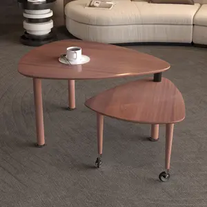 360 degree Rotatable modern Coffee Table for Living Room, solid wood legs with simply assemble Cocktail Table, Rotating Modern Apartment Wood Furniture Walnut / Black / Grey Brown / White