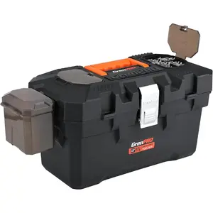 Tool Box Organizer Small 15inch, Mini Toolbox Organization with Handle, Tool Box PLUS an Exclusive Side-Mounted Parts Box, Tool