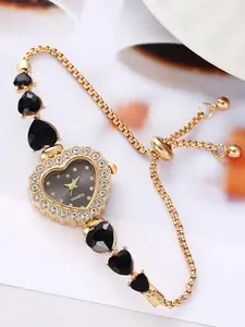 Elegant and cute heart-shaped Quartz Analog Watch with a fashionable and casual style, featuring a luxurious diamond-encrusted ladies' bracelet decorative watch Casual Trendy Wristwatch