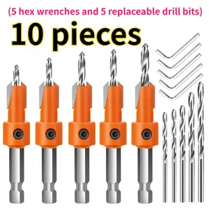 Countersink Drill Bit Set - 5 Countersink Drill Bit Sets (2.5–3.5mm) With 1/4" Hex Shank + 5 Replaceable HSS Bits + 5 Allen  Wrenches for Precision Woodworking - Home Improvement.