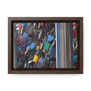 River Fence with Love Locks in Salzburg, Austria/Gallery Canvas Wraps, Horizontal Frame/Bridge Photography Cotton Decor Print