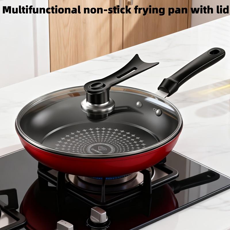 Multi-functional Thickened Flat Pan - Induction & Gas Compatible   Uncoated High-Purity Cast Iron Stainless Steel Multi-Size Frying Set