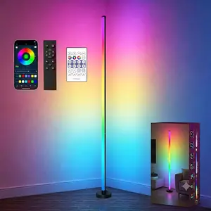 2-Pack  RGBIC Corner Floor Lamp, USB Powered LED Floor Lamp with Remote Control, Color-Changing Atmosphere Lighting LED Lamp for Living Room & Bedroom, Remote Floor Lamps