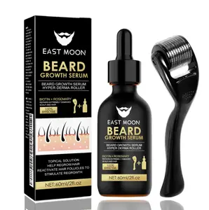 Beard Care Serum & Roller Set，60ml Large-Capacity Serum，Gentle Formula Nourishes Beard Follicles, Supports Natural Beard Fullness, Ideal for Daily Men’s Skincare.