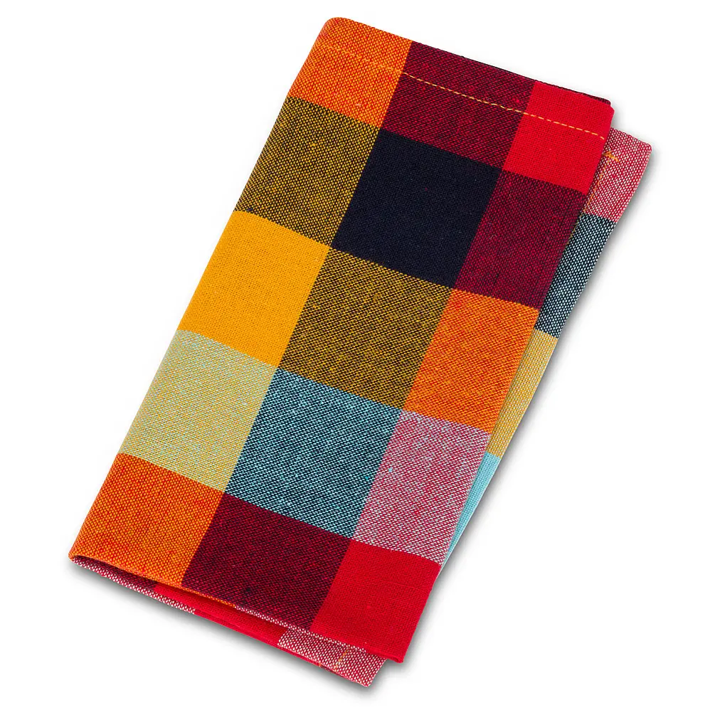 18 in. Madras Plaid Napkins, Multi Color - Set of 4