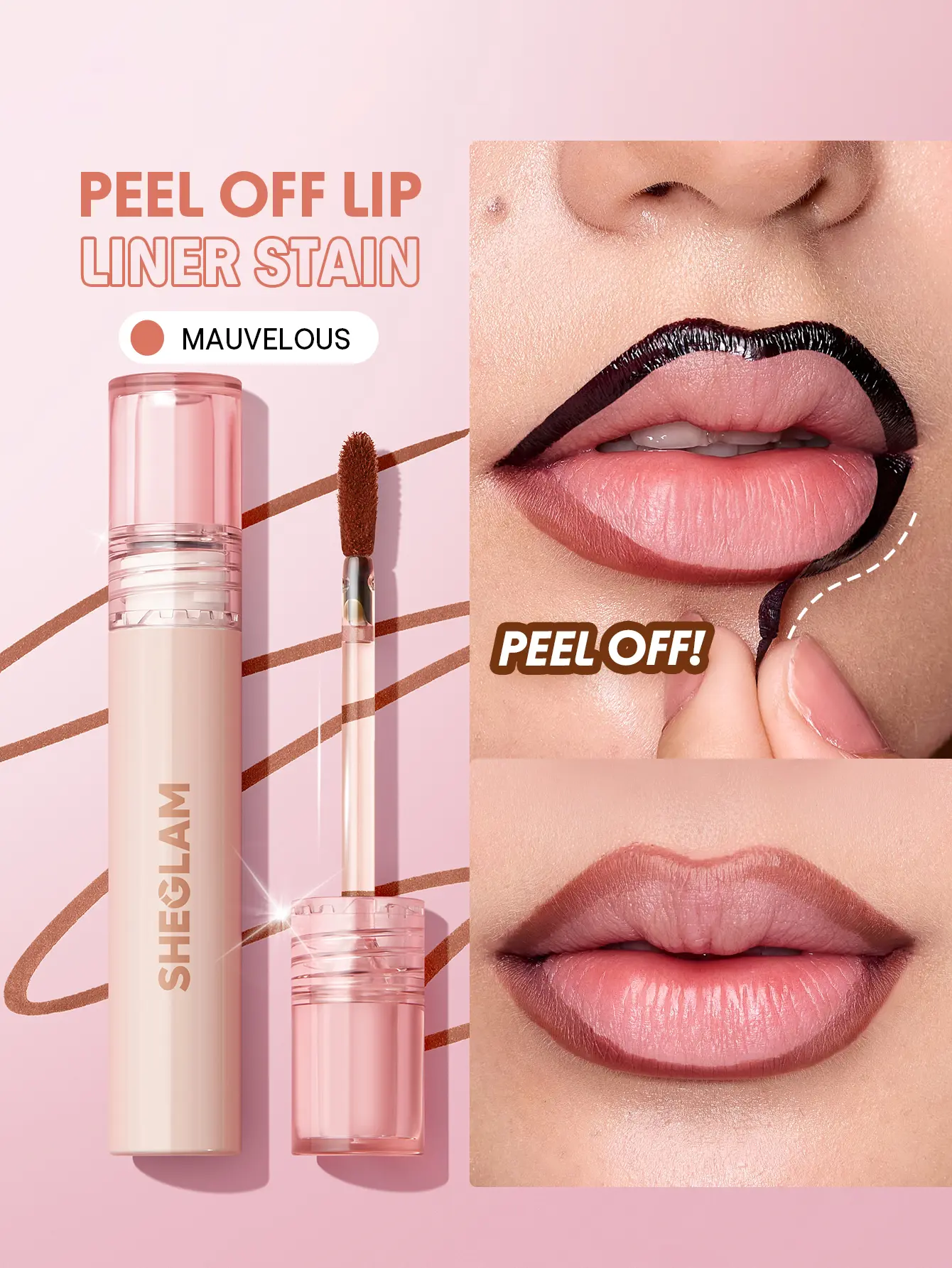【FREE SHIPPING】SHEGLAM Fall In Line Peel Off Lip Liner Stain Long Lasting Lipstick Waterproof Nourishing Precision Brush