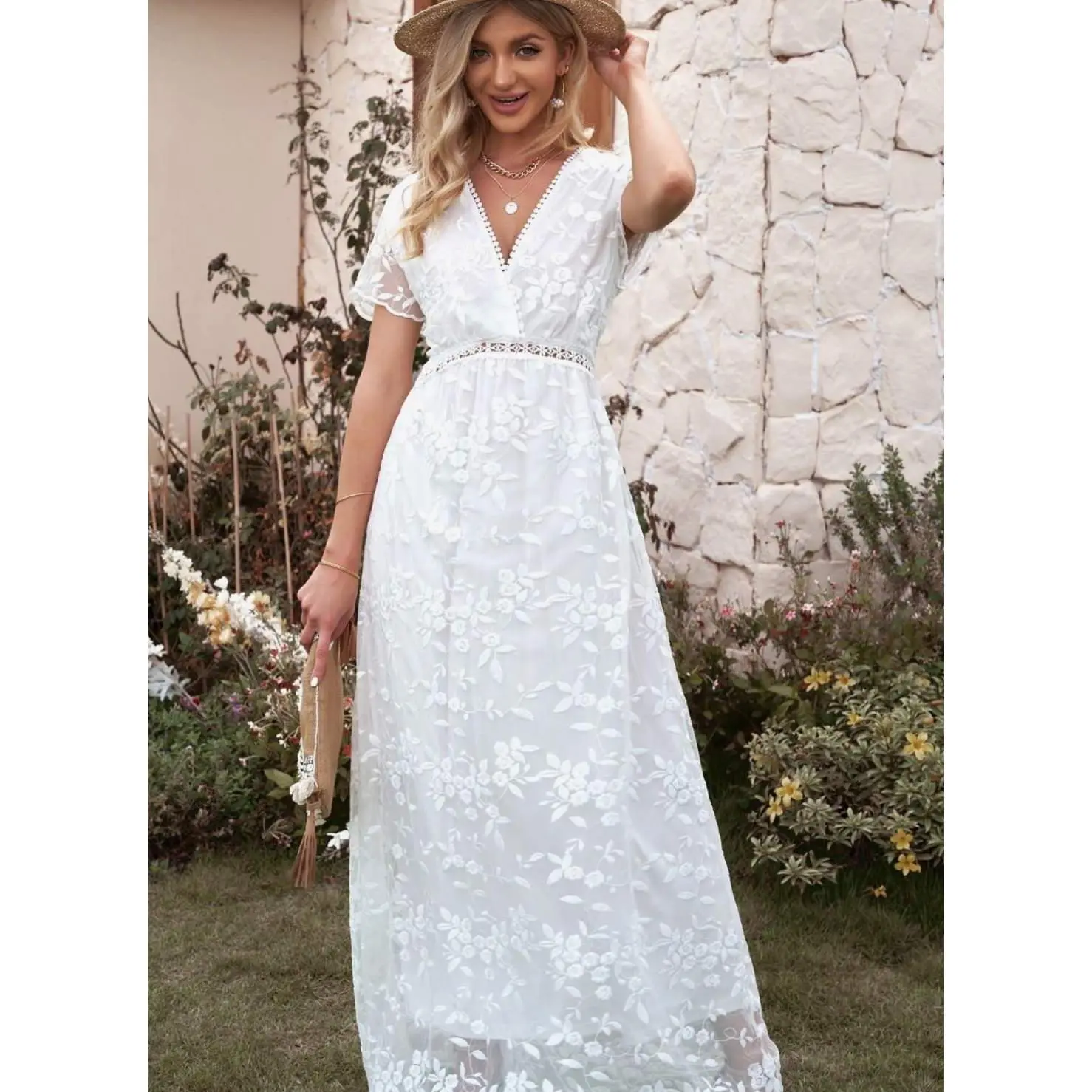 chinese dress ladies Foxiedox White/Blue Halina Lace Bow Tied Strap Midi Dress NWT- Size S – The  Saved Collection