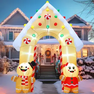 GOOSH 11.8 FT Christmas Inflatables Decorations Archway, Gingerbread Inflatable Yard Decorations with LED Lights, Inflatable Christmas Arch for Outdoor Party Yard Decor