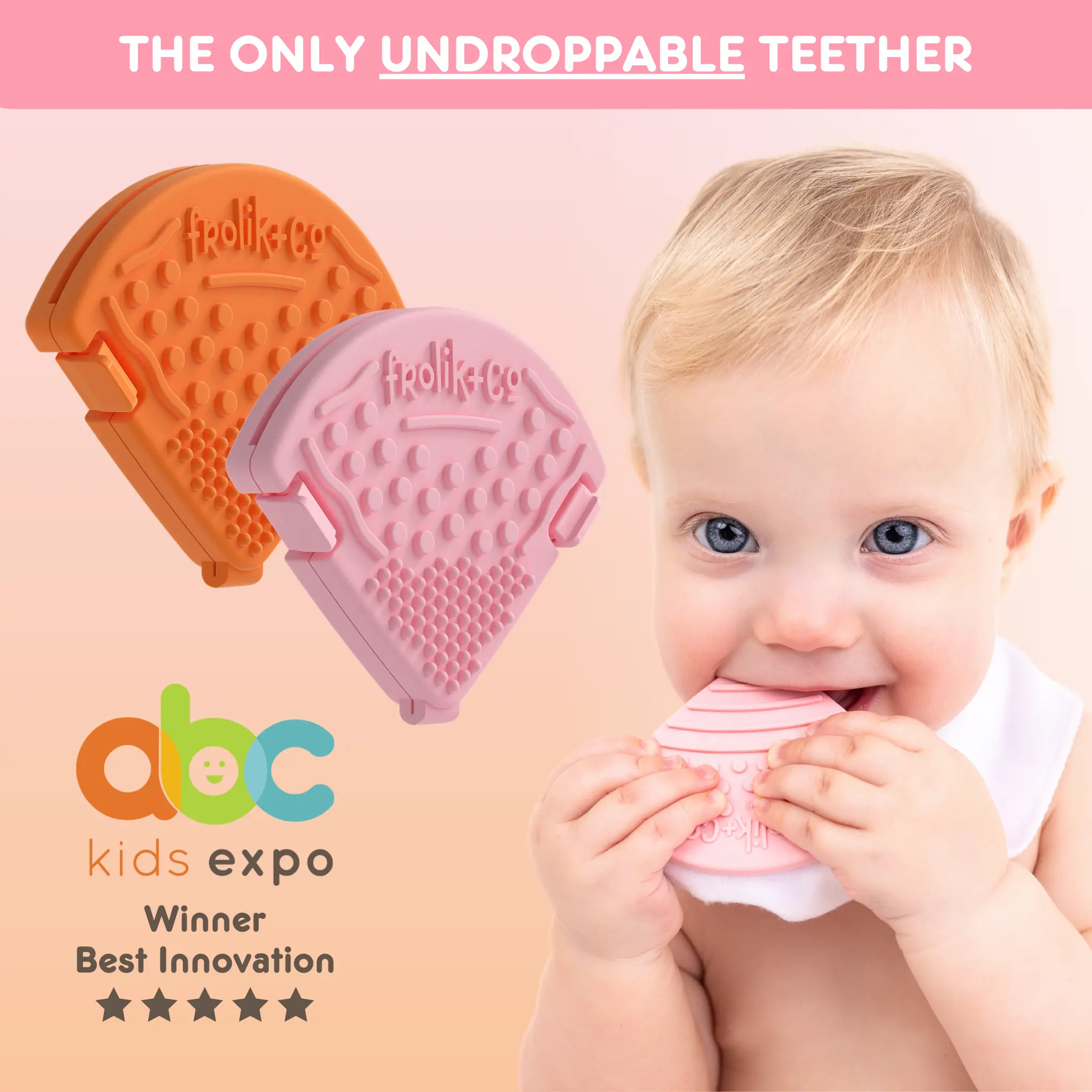 Toothi Baby Teethers - Sunset Bundle - 2 Pack BPA Free - 3+ Months - Dishwasher, Freezer, Sterilizer Safe - Infant Teething Relief - Perfect Baby Gift